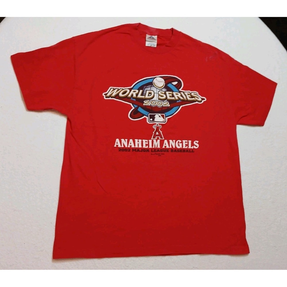 Vintage 2002 Anaheim Angels T Shirt XL World Series AL Champions AAA Blank Red